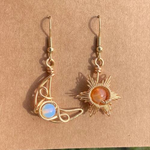 Beaded Moon & Sun Earrings